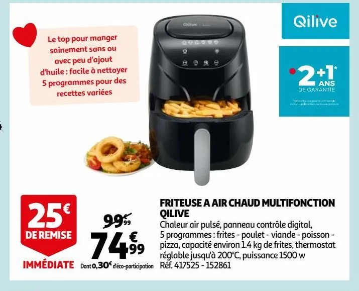 friteuse a air chaud multifonction qilive