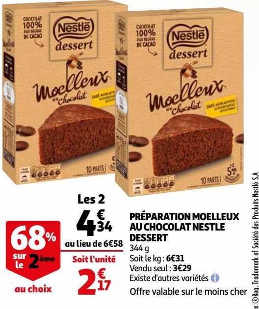 PRÉPARATION MOELLEUX AU CHOCOLAT NESTLE DESSERT