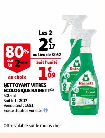 NETTOYANT VITRES ÉCOLOGIQUE RAINETT