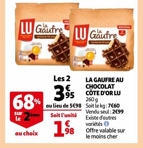 LA GAUFRE AU CHOCOLAT CÔTE D'OR LU