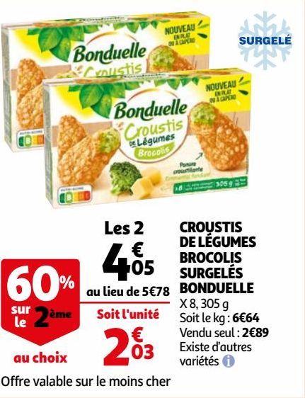 CROUSTIS DE LÉGUMES BROCOLIS SURGELÉS BONDUELLE