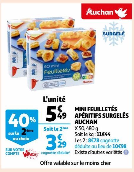 MINI FEUILLETÉS APÉRITIFS SURGELÉS AUCHAN