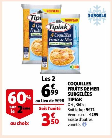 COQUILLES FRUITS DE MER SURGELÉES TIPIAK