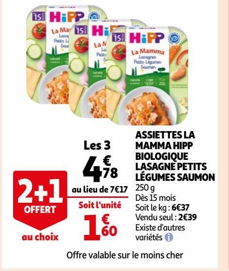 ASSIETTES LA MAMMA HIPP BIOLOGIQUE LASAGNE PETITS LÉGUMES SAUMON