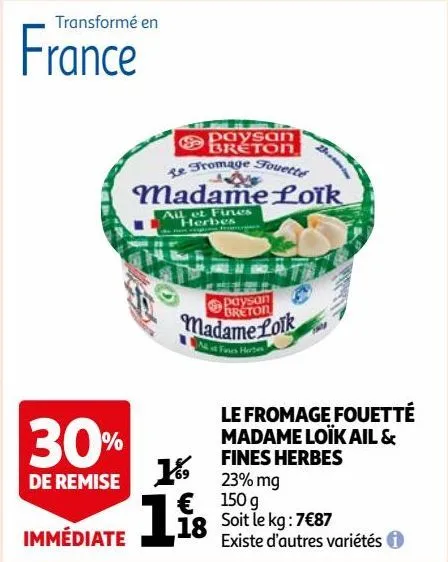 le fromage fouetté madame loïk ail & fines herbes