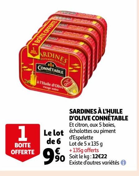 SARDINES À L'HUILE D'OLIVE CONNÉTABLE