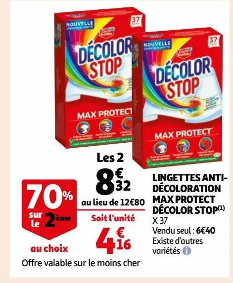 lingettes anti- décoloration  max protect décolor stop