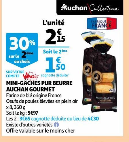 MINI-GÂCHES PUR BEURRE AUCHAN GOURMET