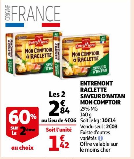 ENTREMONT RACLETTE SAVEUR D'ANTAN MON COMPTOIR