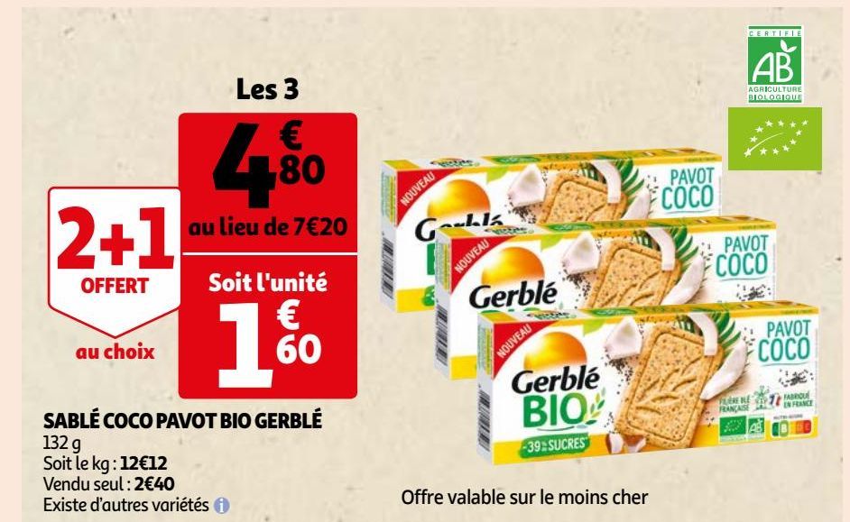 SABLÉ COCO PAVOT BIO GERBLÉ