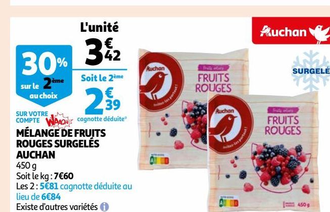 MÉLANGE DE FRUITS ROUGES SURGELÉS AUCHAN