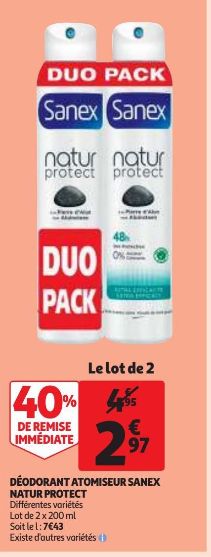 DÉODORANT ATOMISEUR SANEX NATUR PROTECT