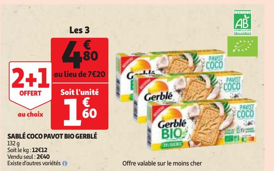 SABLÉ COCO PAVOT BIO GERBLÉ