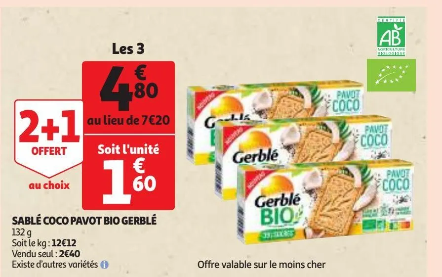 sablé coco pavot bio gerblé