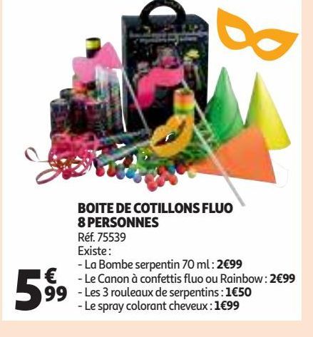 BOITE DE COTILLONS FLUO 8 PERSONNES