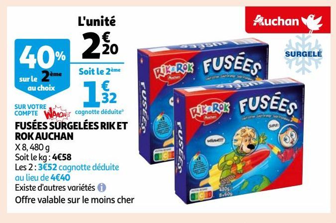 FUSÉES SURGELÉES RIK ET ROK AUCHAN