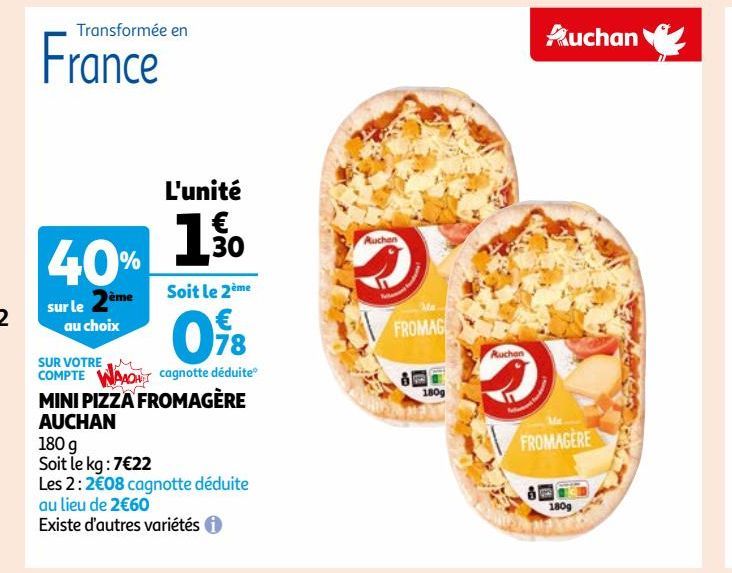 MINI PIZZA FROMAGÈRE AUCHAN