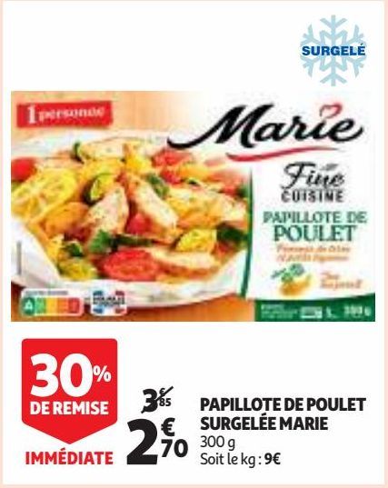 PAPILLOTE DE POULET SURGELÉE MARIE