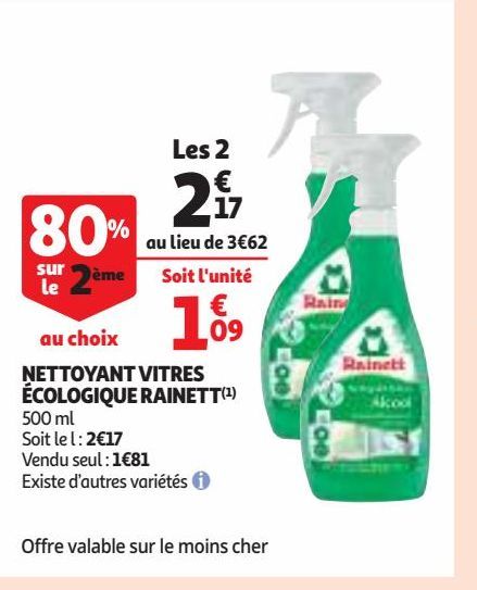 NETTOYANT VITRES ÉCOLOGIQUE RAINETT