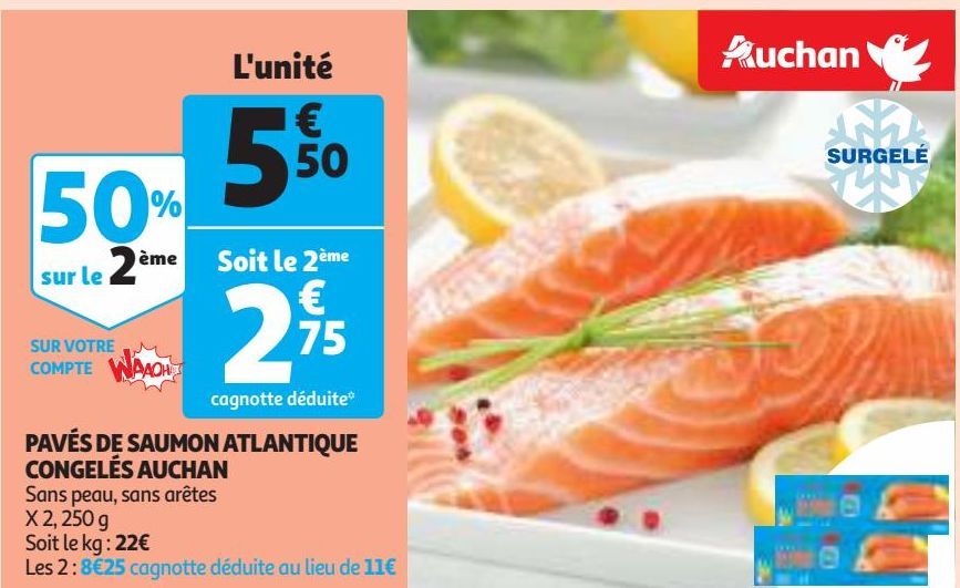 PAVÉS DE SAUMON ATLANTIQUE CONGELÉS AUCHAN