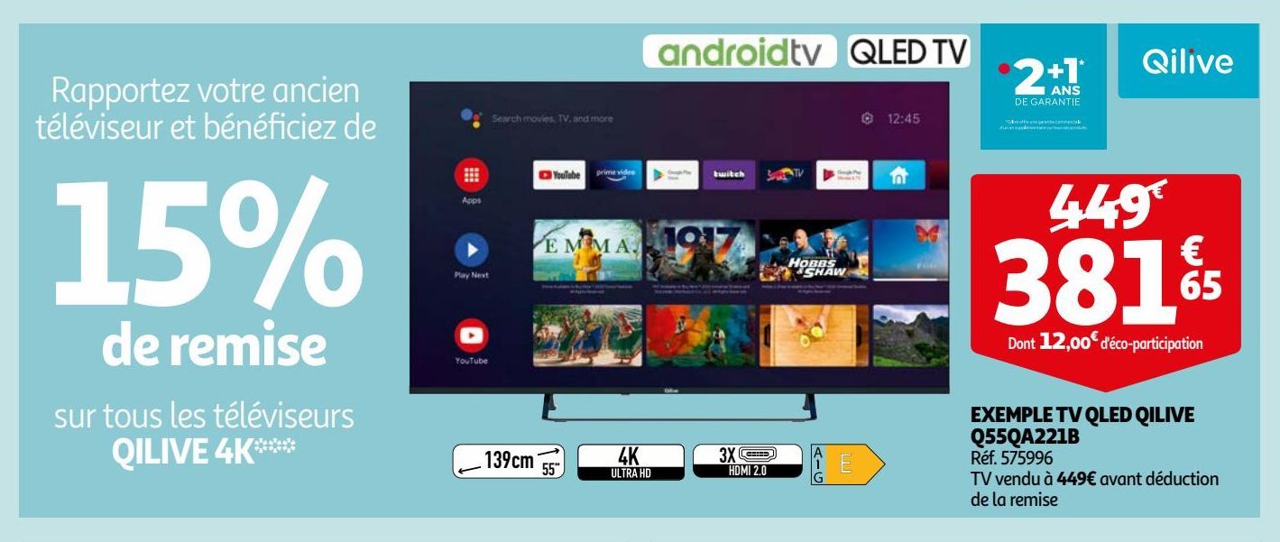 EXEMPLE TV QLED QILIVE Q55QA221B