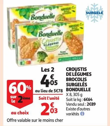 croustis de légumes brocolis surgelés bonduelle