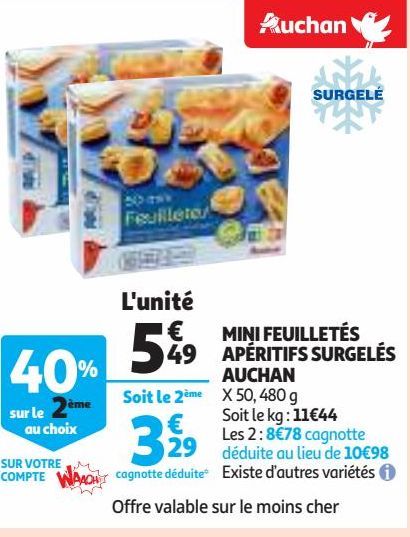 MINI FEUILLETÉS APÉRITIFS SURGELÉS AUCHAN