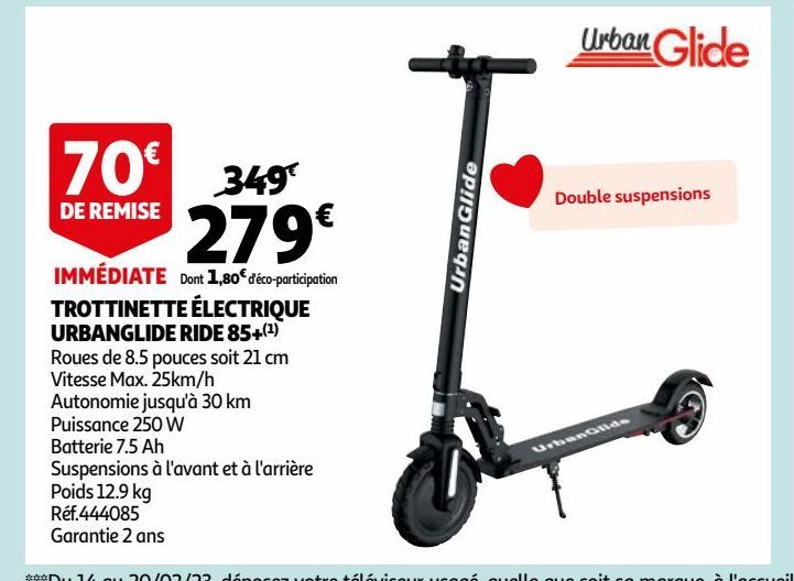 TROTTINETTE ÉLECTRIQUE URBANGLIDE RIDE 85+