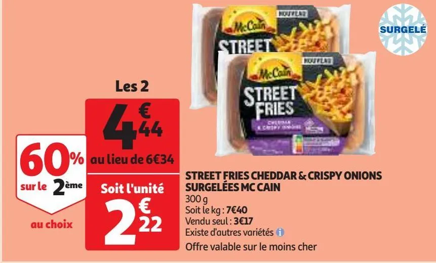 street fries cheddar & crispy onions surgelées mc cain