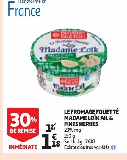LE FROMAGE FOUETTÉ MADAME LOÏK AIL & FINES HERBES