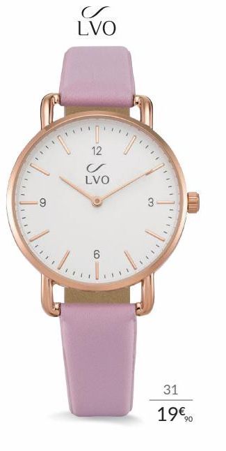 Montre LVO femme bracelet cuir rose