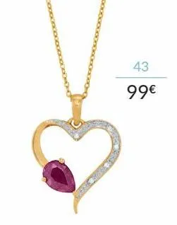 . collier or 375 millièmes rhodié, rubis et diamants