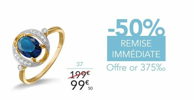  bague or 375 millièmes rhodié et oxydes de zirconium blancs et bleu