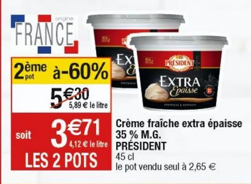 crème fraîche extra epaisse 35% M.G Président