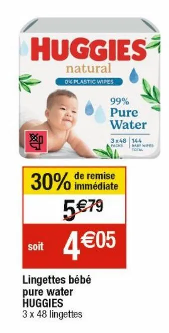 lingettes bebe pure water huggies