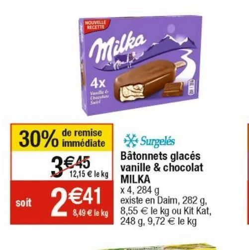 batonnets glaces vanille & chocolat milka