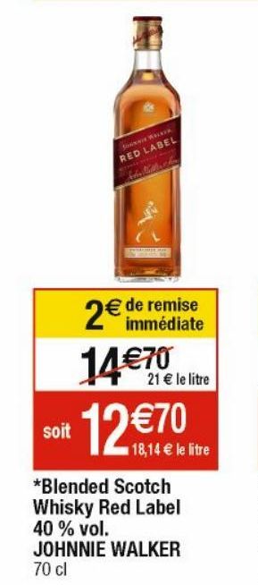 Blended scotch whisky Red Label 40% vol  JOHNNIE WALKER