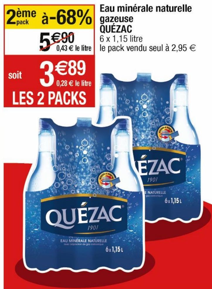 eau minerale naturelle gazeuse QUEZAC