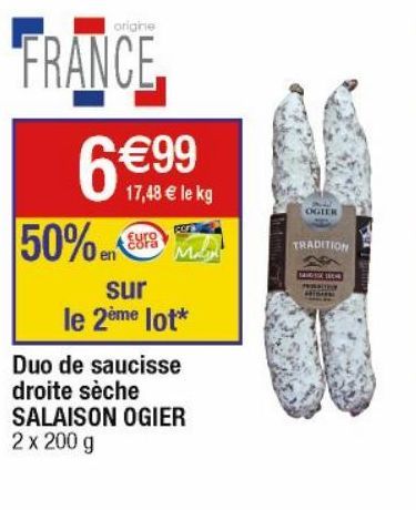 Duo de saucisses droite seche SALAISON OGIER