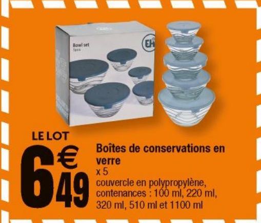 boîtes de conservations en verre