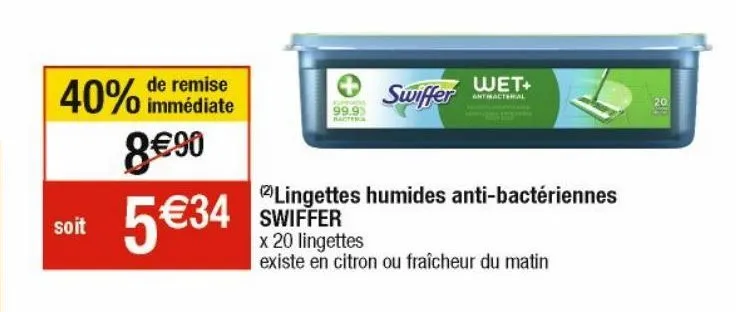 lingettes humides anti-bacteriennes swiffer