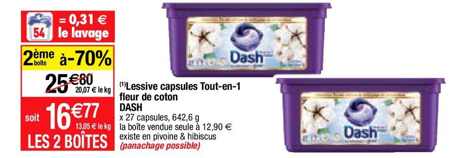 lessive en capsules Dash