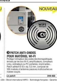 nouveau  wifi hotspot  patch anti-ondes pour matériel wi-fi  protège l'utilisateur des ondes électromagnétiques émises par les box wi-fi, amplificateurs, compteurs linky, ordinateurs ou pc portables, 