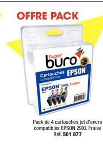 hyper  Cartouches EPSON  EPSON 29 Fraise  Pack de 4 cartouches jet d'encre compatibles EPSON 29XL Fraise Réf. 501 877 