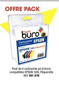 hyper  pack de 4 cartouches jet d'encre compatibles epson 18xl pâquerette réf. 501 876  cartouches epson  epson 18xl piquerette 