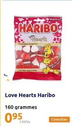 and  haribo  hearts  he happy world of habe  share si  5.94/ka  thank you with of my heart  love hearts haribo  160 grammes  0⁹5 