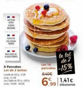 tall train cett arigine retrie  facitete  franc  usp origifrance  les 16 pancakes 8,40€  le lot  de 2 -15%  ,99 d'économie 