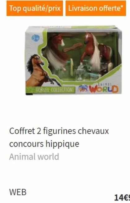 web  we horses collection world  coffret 2 figurines chevaux  concours hippique animal world 