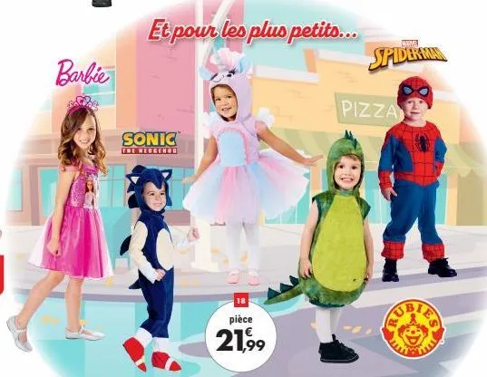 barbie  et pour les plus petits...  sonic  the hedgehog  pièce  21,99  pizza  spiderman  es  www 
