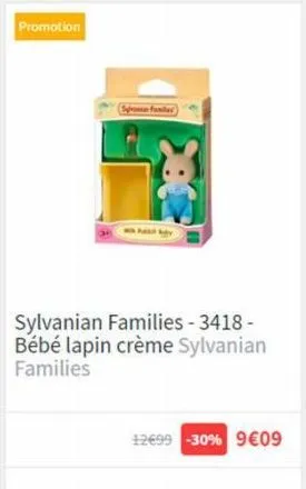 promotion  sylvanian families - 3418-bébé lapin crème sylvanian families  12699 -30% 9€09 